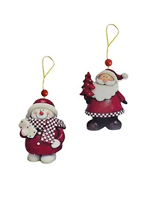 Подвеска новогодняя деревянная Снеговик, Дед Мороз (10см) (2 вида) (154264) (Сима-ленд)