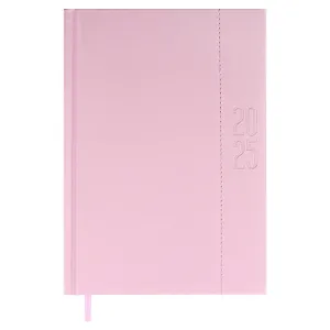 Ежедневник дат. 2025г. А5 176л "Плонже эконом" розовый, кожзам, тв.переплет с поролоном, блинт.тиснение, ляссе