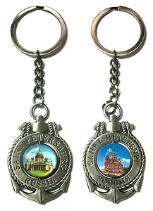 Сувенир, АКМ, Брелок-якорь-тросик "Спас-Исаакиевский собор", цвет античное олово