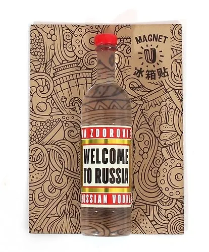 Сувенир, Ярко Ярко, Магнит-бутылка Welcome to Russia 7,3х1,7х1,7см 337732 — 1
