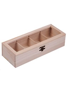 Шкатулка для росписи, 4 отделения, со стеклом, 25х9х6,5, дерево