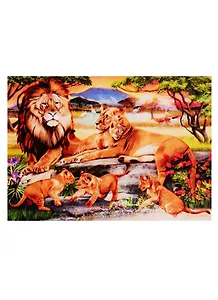 Набор для творчества, Рыжий Кот, Алмазная мозаика Семья львов (класс.) 30х40 см, с подр., с полн. заполн. (31цв.) ST966