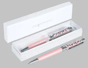 Ручка подарочная шариковая синяя "Graceful" розов.корпус, лазерн.вырубка, карт.футляр, Silwerhof