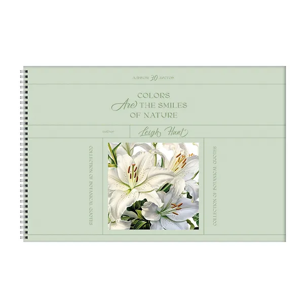 Альбом для рисования 30л А4 "Botanical Qoutes. Green" гребень, мел.картон, выб.лак 3149145 — 1