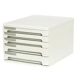 Блок из 5 закрытых лотков для бумаги, настольный Erich Krause, 345*260*210мм, серый, 53