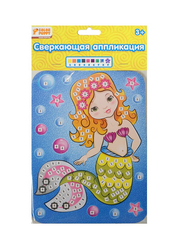 Набор д/творч. Сверк. аппл. Русалочка (627666) (картинка(15,5х21см)+блест. плитки+стразы) (Color Puppy) (3+) (упаковка) 2483451 — 1