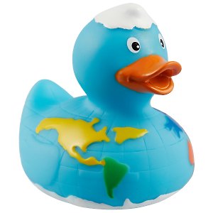Игрушка для ванной, уточка резиновая FUNNY DUCKS "Уточка глобус" (1617)
