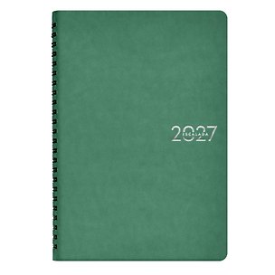 Еженедельник дат. 2027г. А5 80л "Гоутскин" оливовый, кожзам, мягк. переплет, евроспираль, тисн.фольгой, офсет, справ.мат-лы, закругл.углы, инд.уп 3174949