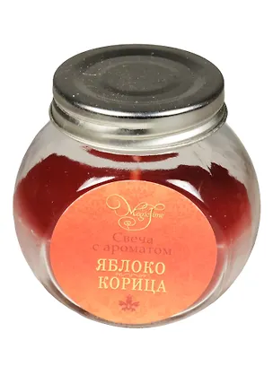 Свеча в стеклянной круглой баночке с металлической крышкой Яблоко и корица (9 см) (41236) 2551654