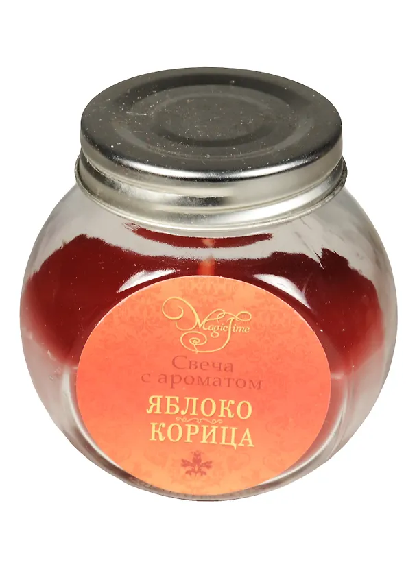 Свеча в стеклянной круглой баночке с металлической крышкой Яблоко и корица (9 см) (41236) 2551654 — 1