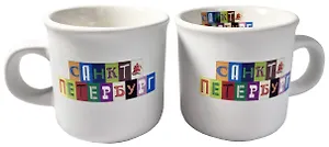 Кружка фарфор матовая мал.СПб. Объемные буквы, белая