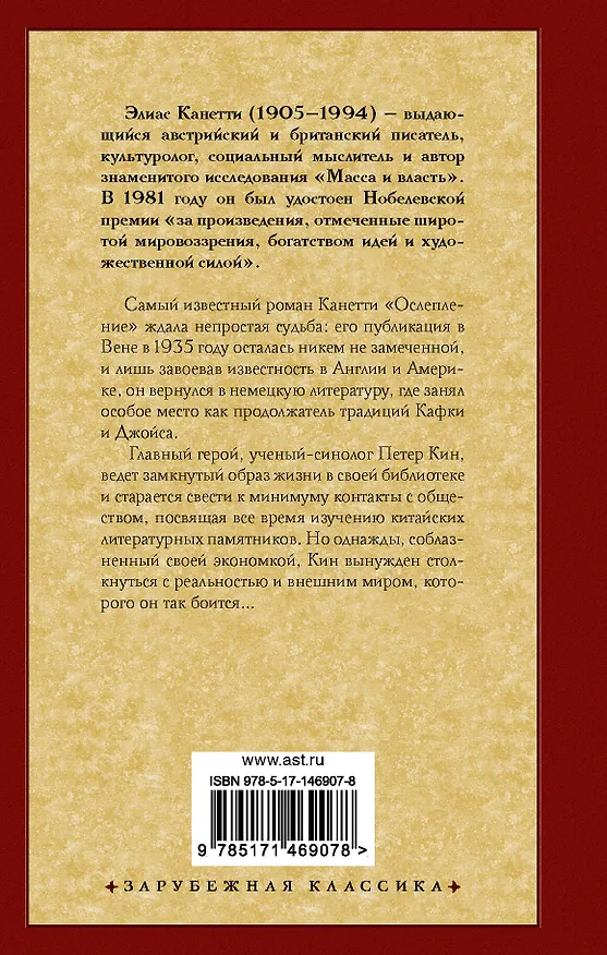 Книга Ослепление (Элиас Канетти) — 2