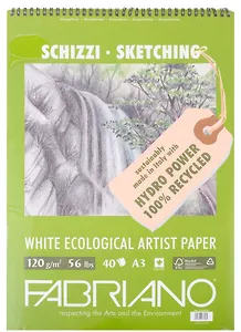 Блокнот для зарисовок 29,7*42см 40л "Disegno Ecologico per Artisti" спираль, 120г/м2, Fabriano