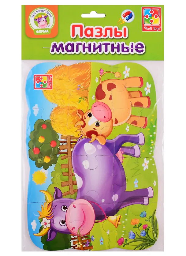 Пазлы на магните Vladi Toys Мои первые игры Коровка 2789736 — 1