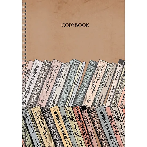 Тетрадь для конспектов А4, 96л., клетка "Книжные коллекции" обл.: крафт карт.+мел. картон, выб. лак. на евроспирали ТСЛ4964508 353463 — 1