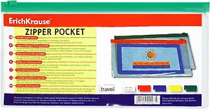 Папка на молнии TRAVEL прозрачная, Erich Krause