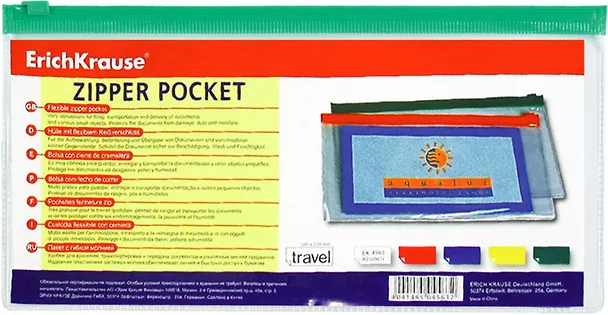 Папка на молнии «Travel», прозрачная, Erich Krause 201367 — 1