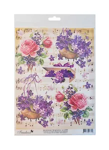 Декупажная карта Мелодия фиалок А4 (tdk3006)