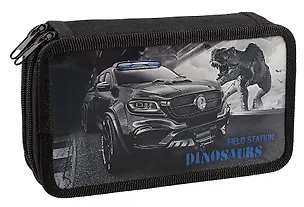 Пенал 2 отделения "Джип с динозавром" 19*11, молния 3037753