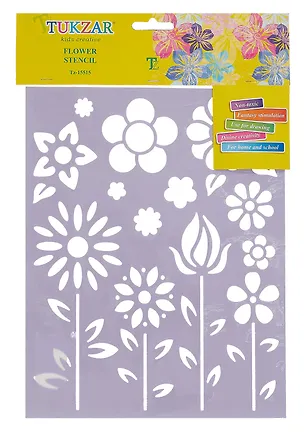 Трафарет пластиковый Цветы 20*25см, мягкий гибкий пластик 329234