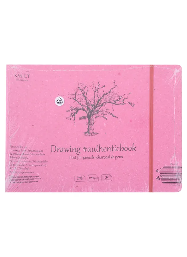 Скетчбук 24,5*18,2cм 32л "SMLT Art Drawing authenticbook", на резинке, 120г/м2, белый, сшивка 2932223 — 1