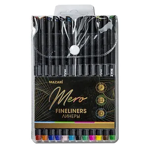 Ручки линеры Mazari, Mero, 12 цветов 0,4 мм