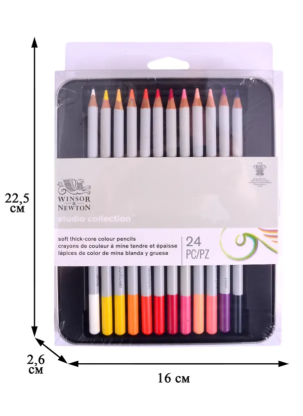 Карандаши цветные 24цв, мет.кор., Winsor&Newton 261854 — 3