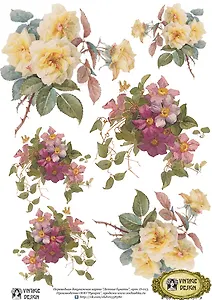 Декупажная карта переводная Летние букеты (D-013) (упаковка)