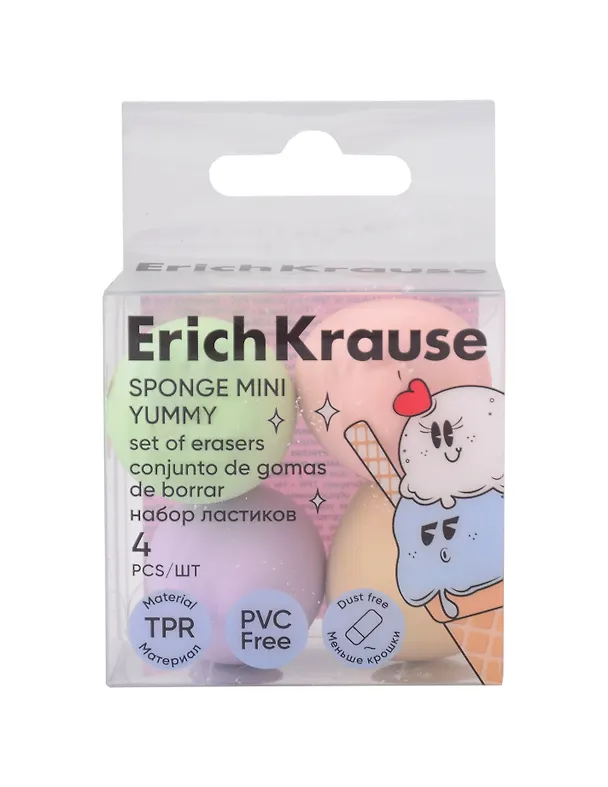 Ластик «Sponge Mini Yummy», Erich Krause, 4 штуки 3111131 — 1