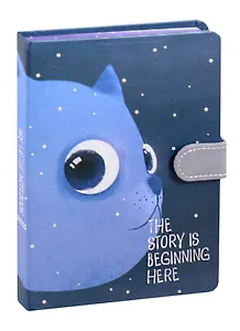 Блокнот с магнитной застежкой "Кот и космос The story is beginning here", 256 страниц, 13 x 19 см