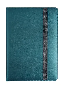 Ежедневник недат. А5 160л "Напп" зеленовато-голубой металлик, кожзам, тв.переплет, обл.поролон, тонир.блок, на резинке из страз, ляссе, Escalada