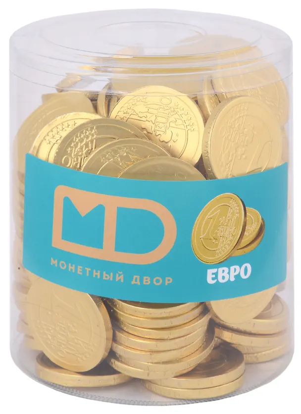 Монеты шоколадные в банке 1 Евро (6гр) 2336093 — 1