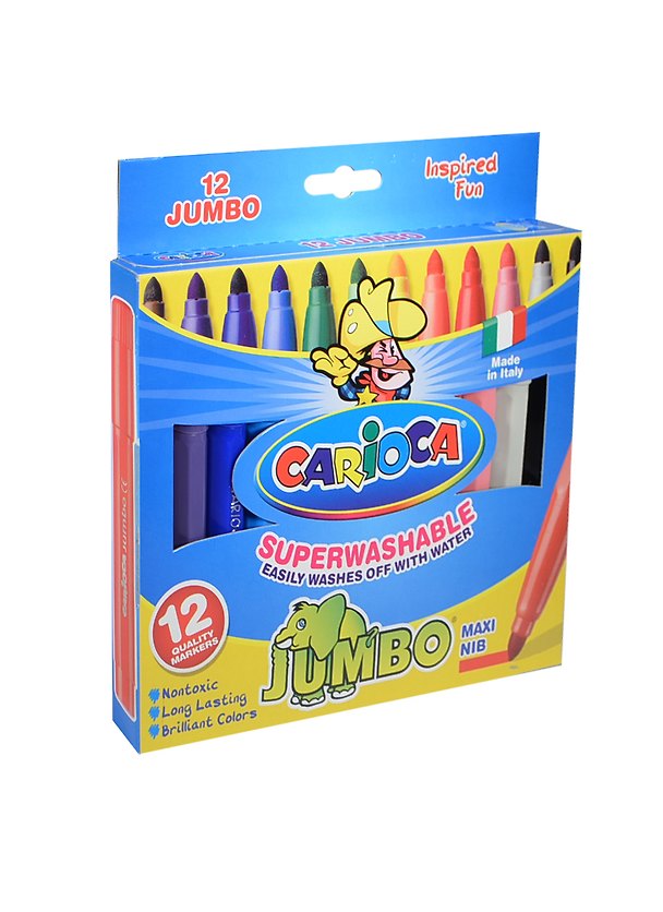 Фломастеры 12цв "CARIOCA JUMBO" толстые, к/к, подвес, CARIOCA 208413 — 1