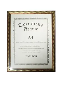 Фоторамка пластик 21*30 "Желтый орнамент" темное дерево, гладкая