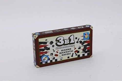 1TOY/Вантой, Игра настольная 3в1 Шашки, Шахматы, Нарды 13,5*7,5*2см Т52447 2324449 — 1