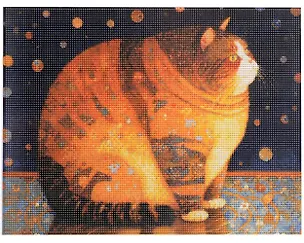 Алмазная мозаика (классическая) с подрамником, с полным заполнением "Круглый котик", 30 х 40 см 3021538