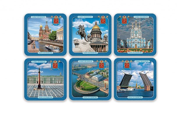 Набор подставок под горячее 6шт Санкт-Петербург (синий) 318370 — 1