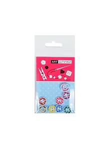 Пуговицы Клетка (ассорти) (13мм) (8шт) (заготовки для декорирования) (упаковка)