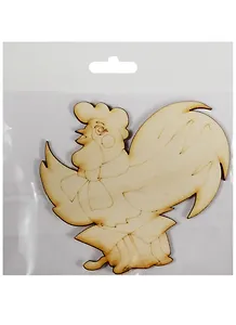 Фигурка для декупажа Фигурка с магнитом Петушок-14 с рисунком (101х98х3) (162688-K) (игрушка из дерева) (Полноцвет)