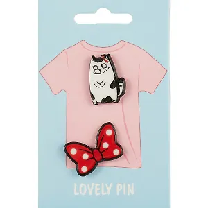 Набор значков Котик с бантиком (акрил)