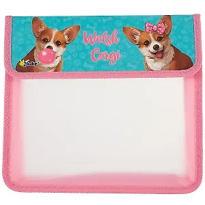 Папка для тетрадей А5 "Корги" 2 отд, липучка, Оникс