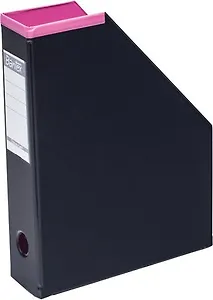 Лоток для бумаг вертикальный А4 70мм Модерн, ПВХ, складной, черный/фуксия, Bantex