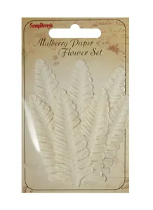 Набор листочков, 7 шт, Папоротник, белый