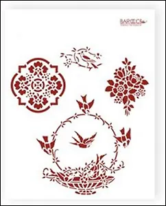 Трафарет пластиковый многоразовый Ласточки в корзинке (20х25) (Л-066)