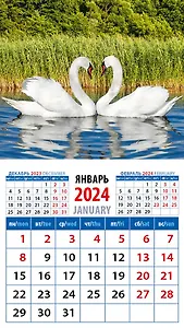 Календарь 2024г 94*167 "Лебединая пара" на магните