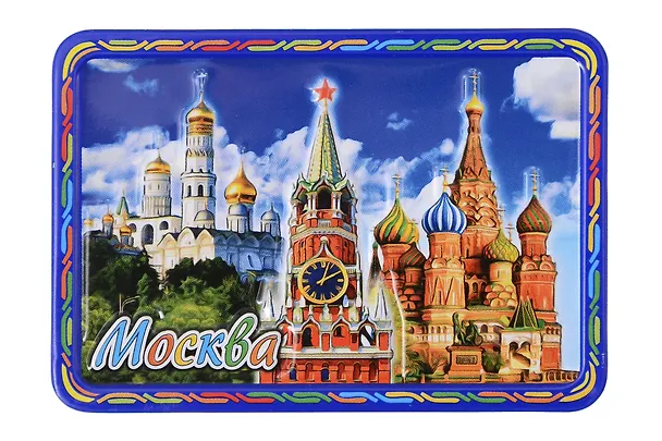 Магнит Москва Спасская башня - ХВБ -Колокольня Ивана Великого (металл) (65-19K7) 3111911 — 1