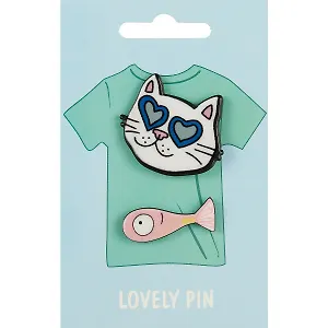 Набор значков Кот с рыбой (акрил)