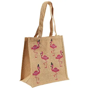 Сумка джутовая M Фламинго (32х34х18) (12-Eline-1-M)