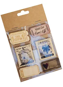 Стикеры Марки микс форм (6шт.) (дерево) (ST1520032)