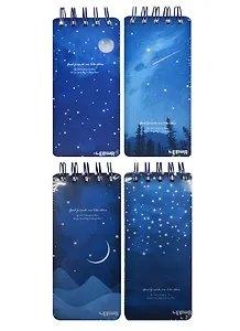 Блокнот А6- 116л 75*150 "Starry night" карт.обл., гребень, ассорти, Lenwa